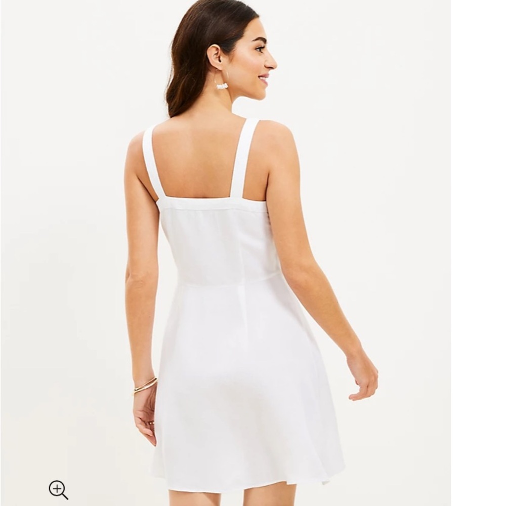 Loft Linen Blend‎ Strappy Button Flare Dress - Picture 3 of 6